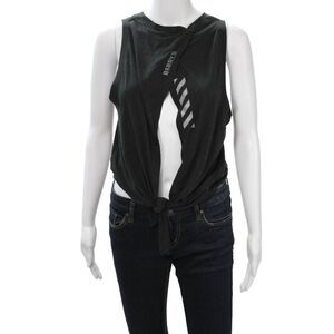 Vie Active Womens Black Graphic Quote Crew Neck Sleeveless Tank Size M